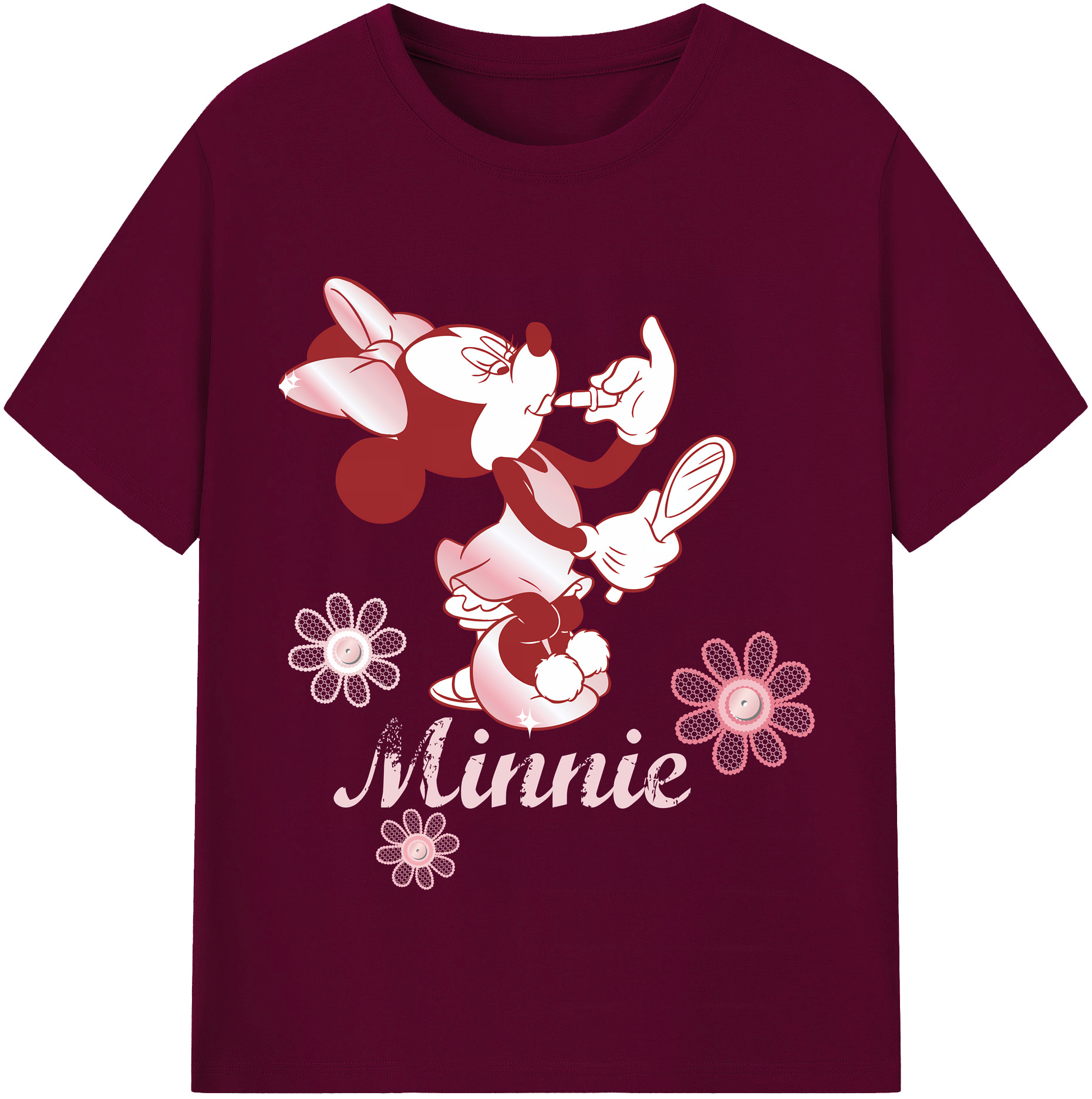 （画像用） ミッキーマウス Mickey Mouse レディースカジュアルプリントTシャツ（綿100％）